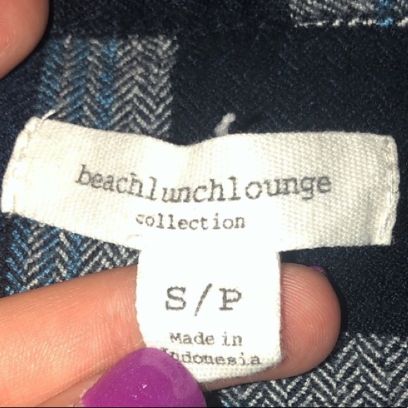 American Eagle Navy Button-Up Flannel - Picture 2 of 2